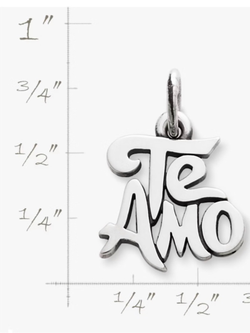 James Avery Silver "Te Amo" Script Charm Pendant